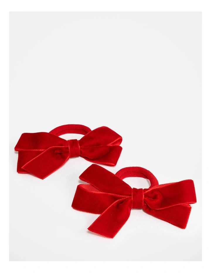 Velvet Bow Hair Tie Set of 2 image 2